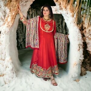 Regal Splendor: Embroidered Three-Piece Suit with Handcrafted Details